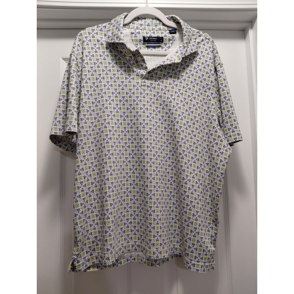 Cremieux Polo Shirt Mens XLarge Blue Paisley Short Sleeve Casual Golf Outdoor